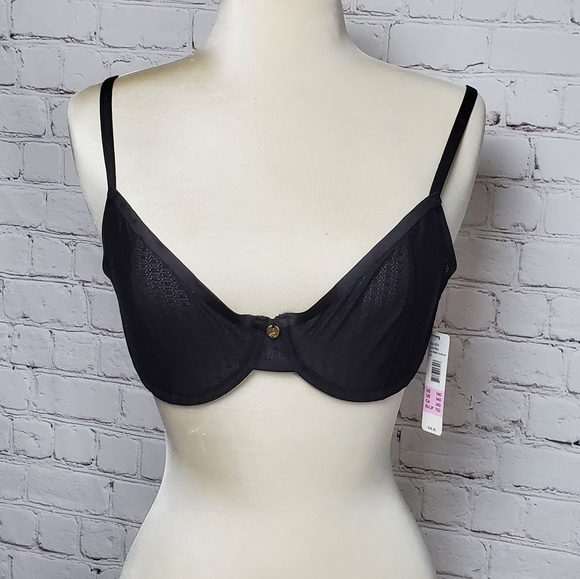 NEW Sam Edelman Black Geo Mesh Underwire Bra 32C 34DD - Picture 1 of 8